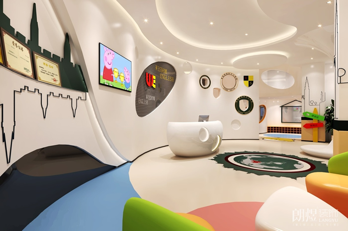 接待大廳-UE少兒英語培訓(xùn)機裝修設(shè)計效果圖