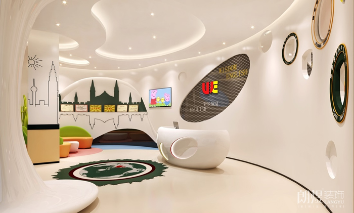 接待大廳-UE少兒英語培訓(xùn)機裝修設(shè)計效果圖