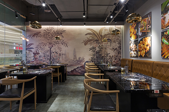 200平米自助烤肉店鋪用餐區裝修效果