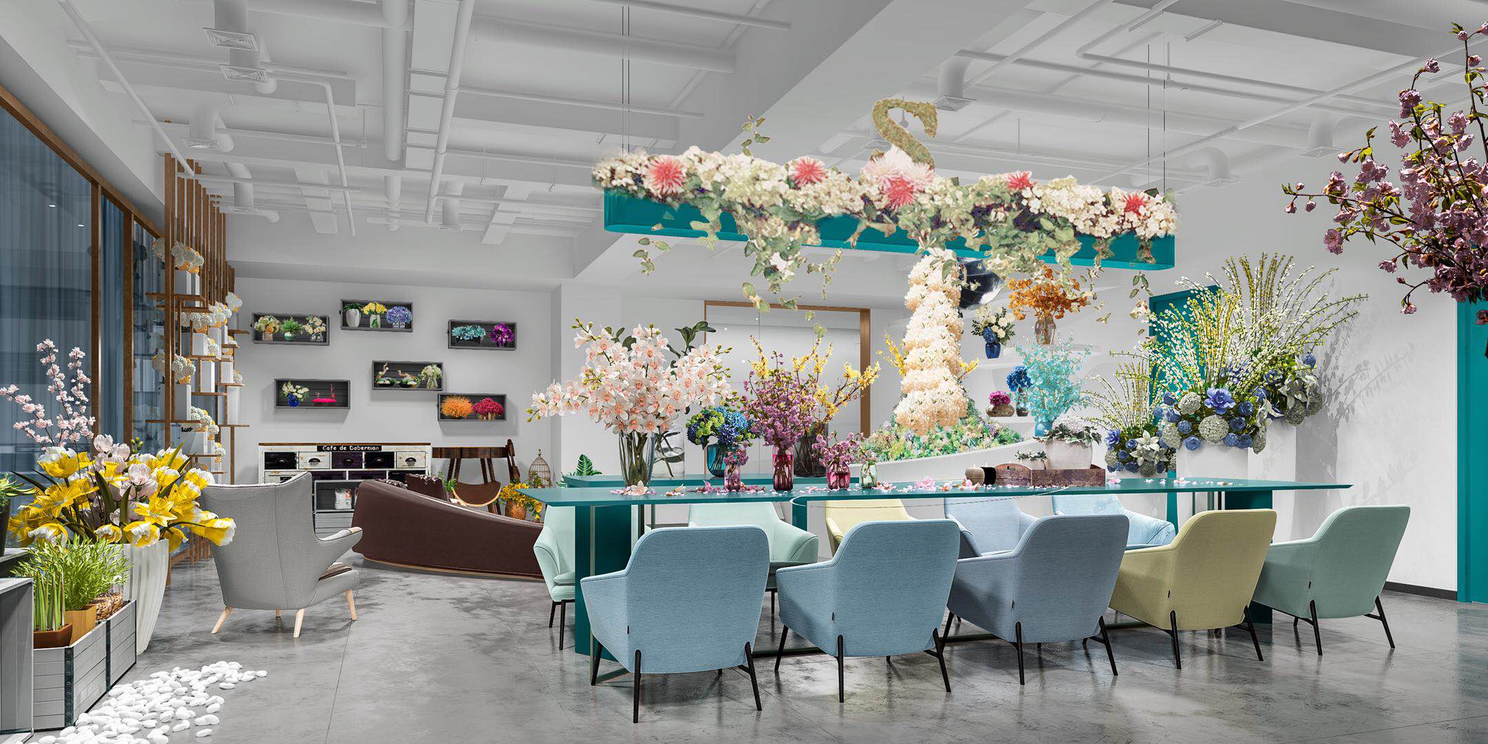 花藝培訓機構展廳設計效果圖