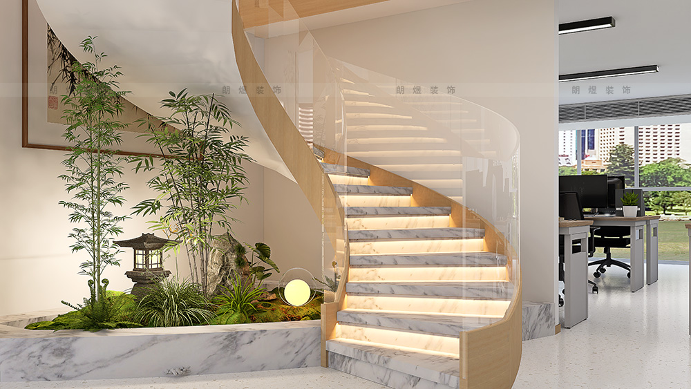 辦公室夾層旋轉樓創(chuàng)意設計與微景造型效果圖